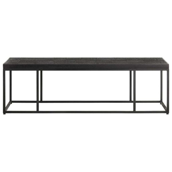 Coffee Table Carved Top Black 110x60x34 cm Solid Mango Wood