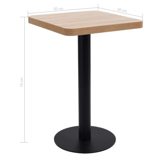 Bistro Table MDF – 50×50 cm, Light Brown and Black