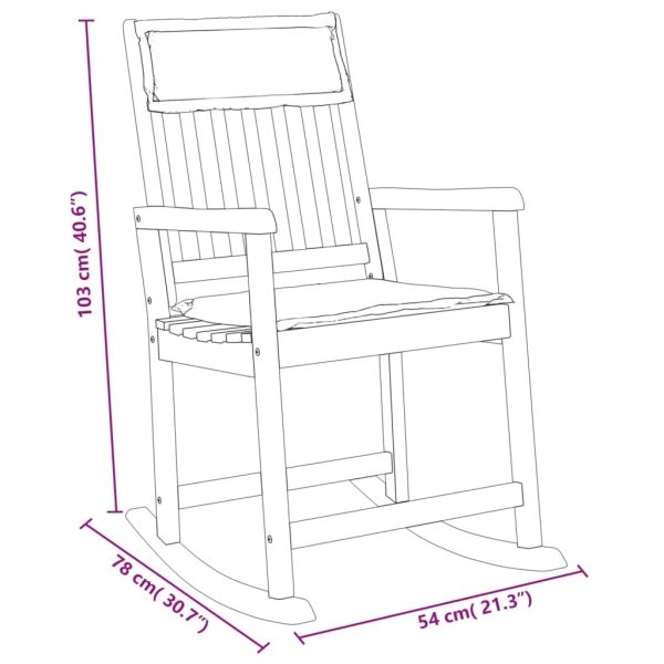 Rocking Chair with Cushions Solid Wood Acacia – Cream White