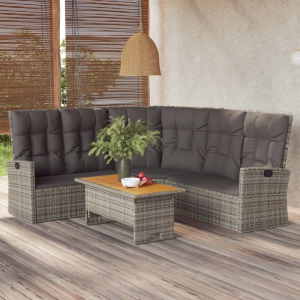 2 Piece Garden Lounge Set with Cushions Poly Rattan