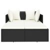 Sunbed with Cushions 182x118x63 cm Poly Rattan – Black