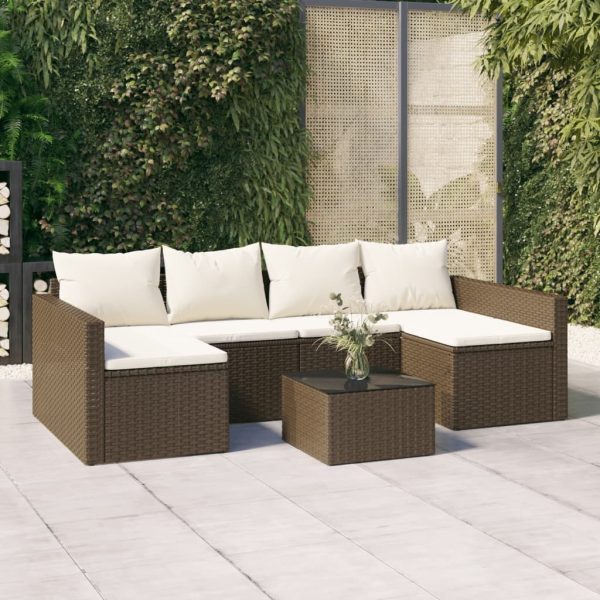 2 Piece Garden Lounge Set with Cushions Poly Rattan