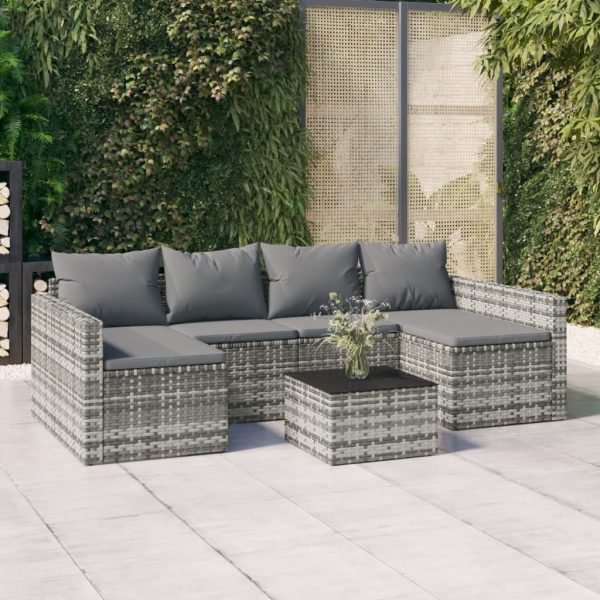 2 Piece Garden Lounge Set with Cushions Poly Rattan