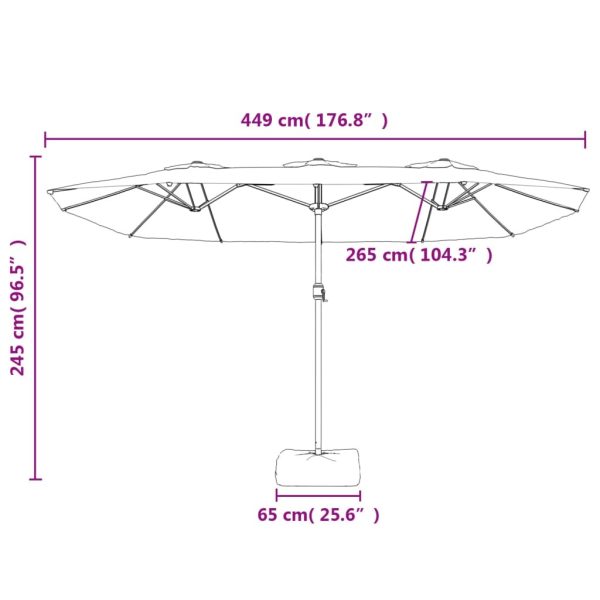 Double-Head Parasol Sand White 449×245 cm