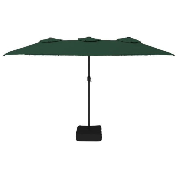 Double-Head Parasol with LEDs Green 449×245 cm