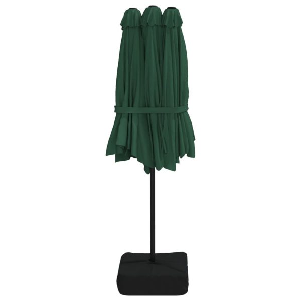 Double-Head Parasol with LEDs Green 449×245 cm