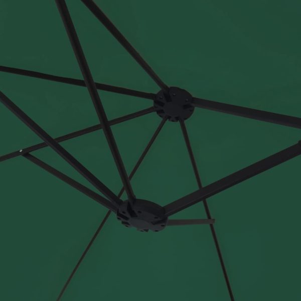 Double-Head Parasol with LEDs Green 449×245 cm