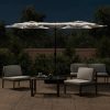 Double-Head Parasol with LEDs Sand White 316×240 cm