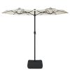 Double-Head Parasol with LEDs Sand White 316×240 cm