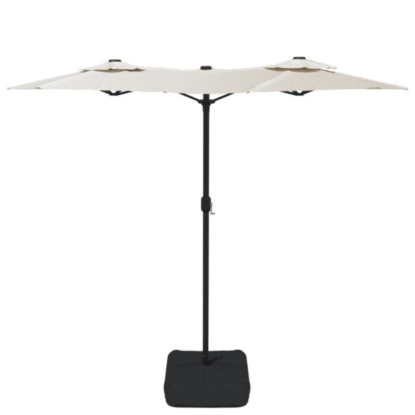 Double-Head Parasol with LEDs Sand White 316×240 cm