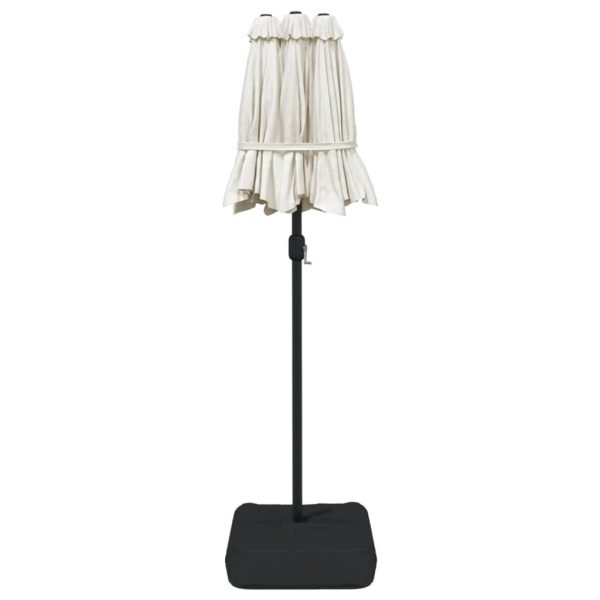 Double-Head Parasol with LEDs Sand White 316×240 cm