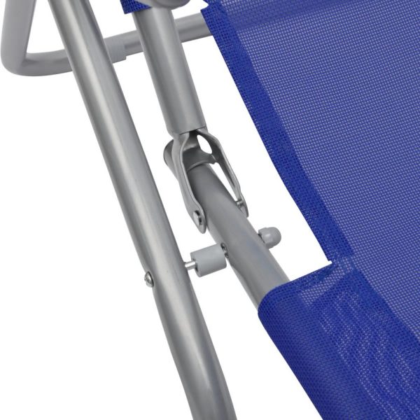Sun Loungers 2 pcs Steel Frame and Textilene – Blue