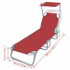 Folding Sun Lounger with Canopy Steel and Fabric – Red