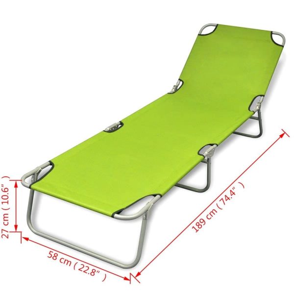 Folding Sun Lounger Powder-coated Steel – Green