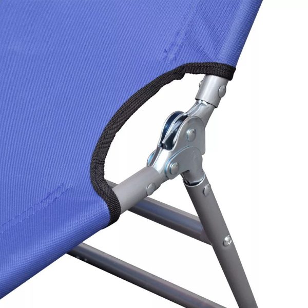 Folding Sun Lounger with Head Cushion Powder-coated Steel – Blue