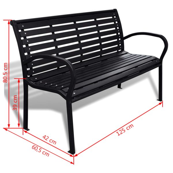 Garden Bench Steel and WPC – 125 cm, Black