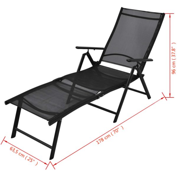 Folding Sun Lounger Aluminium Black