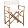 Folding Director’s Chair 2 pcs Bamboo and Canvas – White