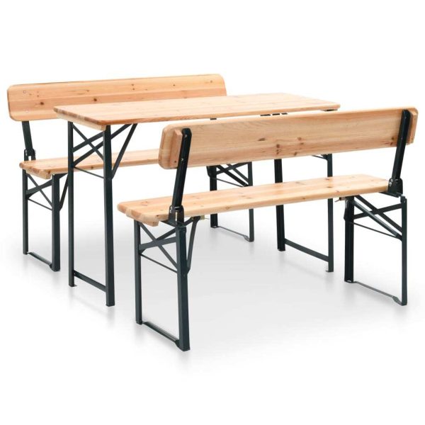 Folding Beer Table with 2 Benches 118 cm Fir Wood