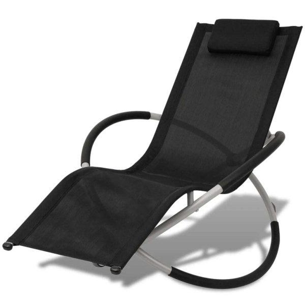 Outdoor Geometrical Sun Lounger Steel and – Black and Grey