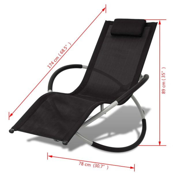 Outdoor Geometrical Sun Lounger Steel and – Black and Grey
