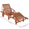 Sun Lounger Solid Acacia Wood – 1 Sunlounger With Table