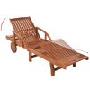 Sun Lounger Solid Acacia Wood – 1 Sunlounger With Table