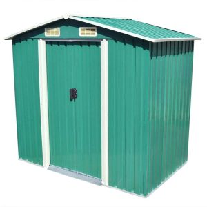 Garden Storage Shed Green Metal 204x132x186 cm