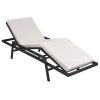 Sun Lounger with Cushion Poly Rattan – Black