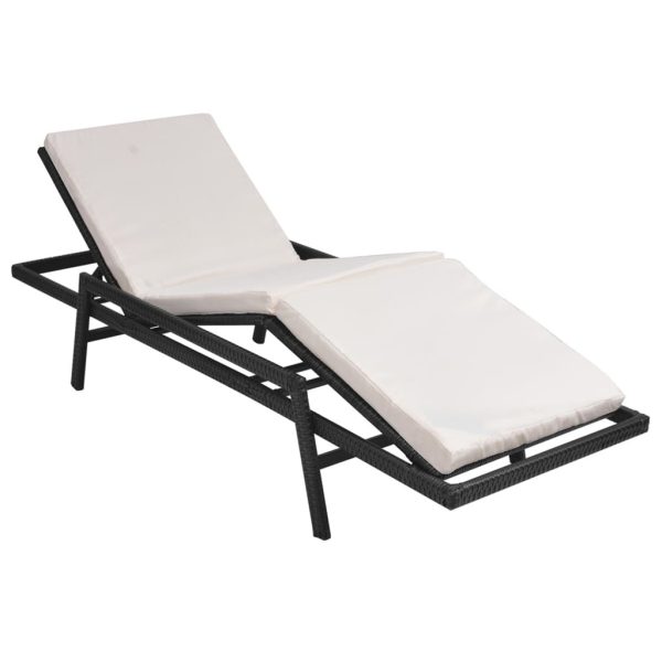 Sun Lounger with Cushion Poly Rattan