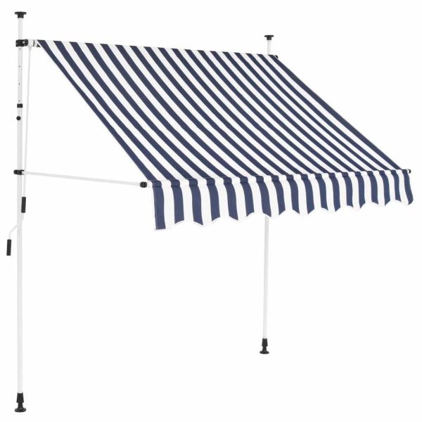 Manual Retractable Awning 150 cm Blue and White Stripes