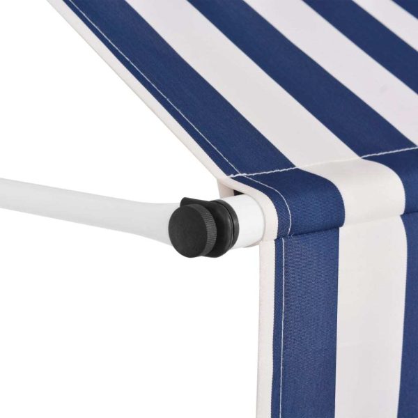 Manual Retractable Awning 400 cm Blue and White Stripes