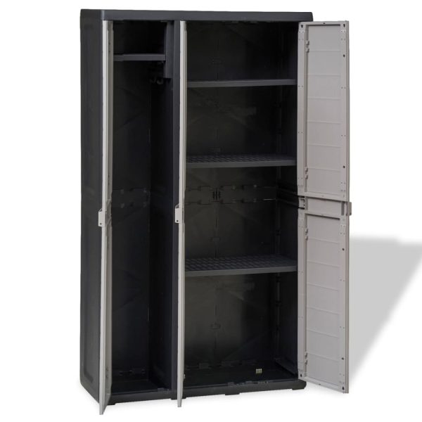 Garden Storage Cabinet with 4 Shelves Black and Grey