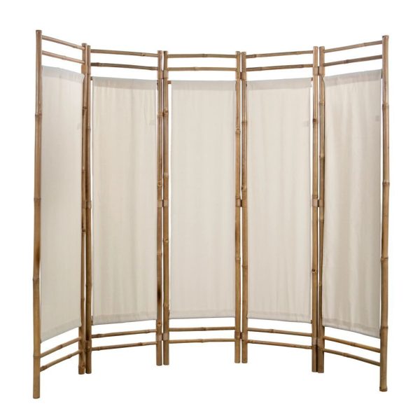 Brecksville Folding 5-Panel Room Divider Bamboo and Canvas 200 cm