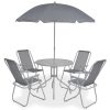 Outdoor Dining Set Steel and Textilene Grey