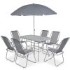 Outdoor Dining Set Steel and Textilene Grey