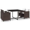 5 Piece Outdoor Dining Set with Cushions Poly Rattan