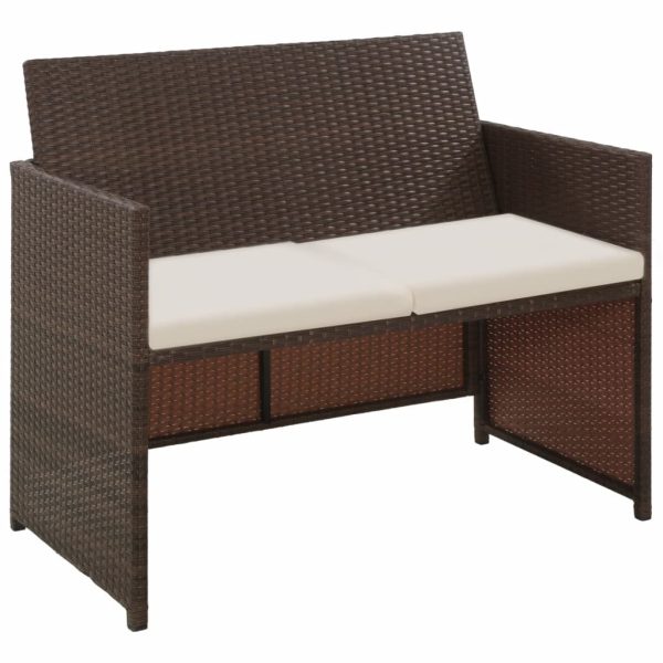 2 Seater Garden Sofa with Cushions Poly Rattan