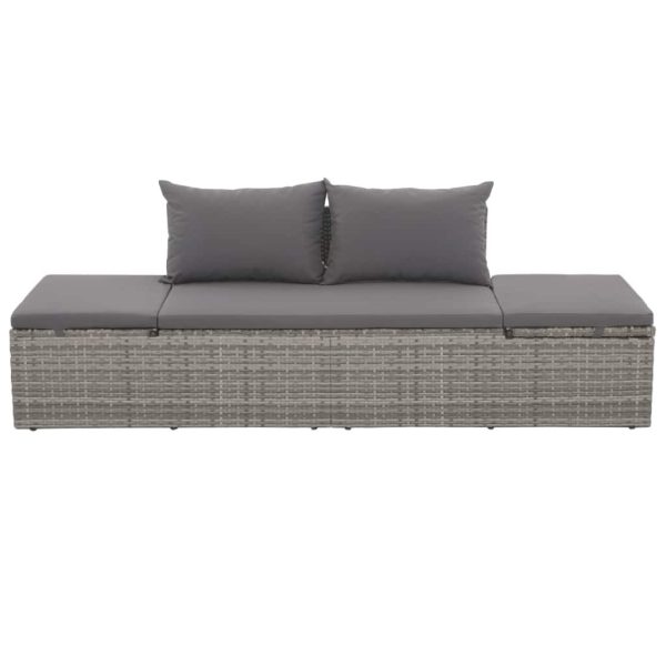 Garden Bed 195×60 cm Poly Rattan – Grey