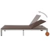 Double Sun Lounger with Wheels Poly Rattan – Brown