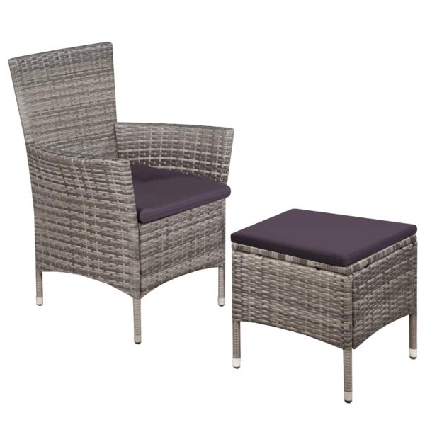 Outdoor Chair and Stool with Cushions Poly Rattan