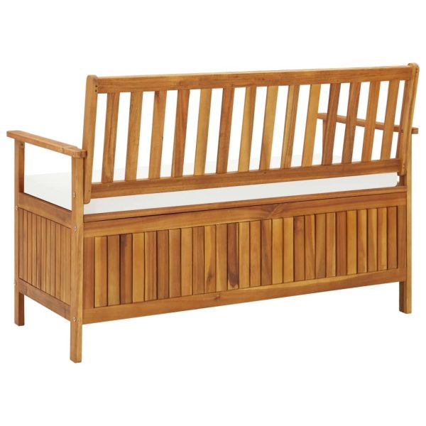 Garden Storage Bench Solid Acacia Wood – 120x63x84 cm, Brown and White