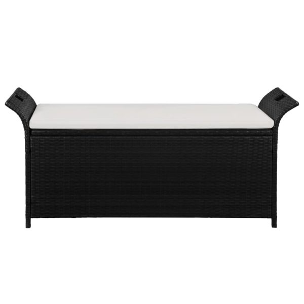 Storage Bench with Cushion 138 cm Poly Rattan – 138x50x60 cm, Black and White