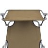 Folding Sun Lounger with Canopy Steel and Fabric – Taupe