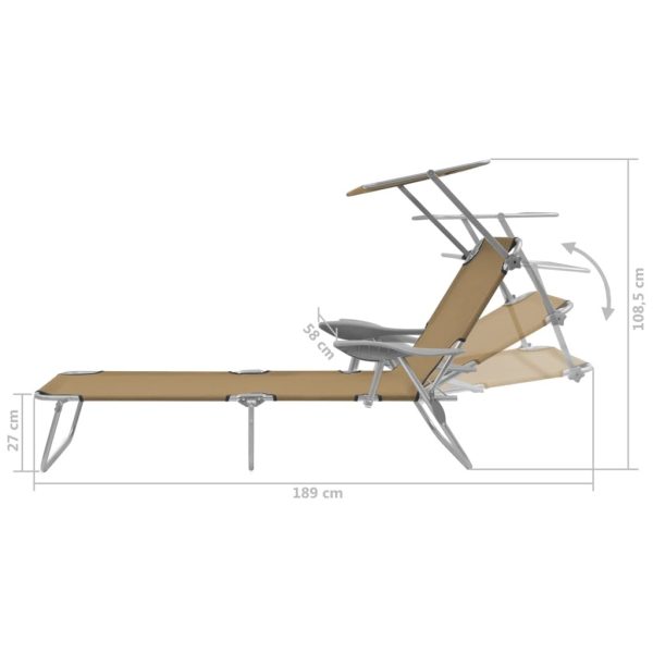 Sun Lounger with Canopy Steel – Taupe