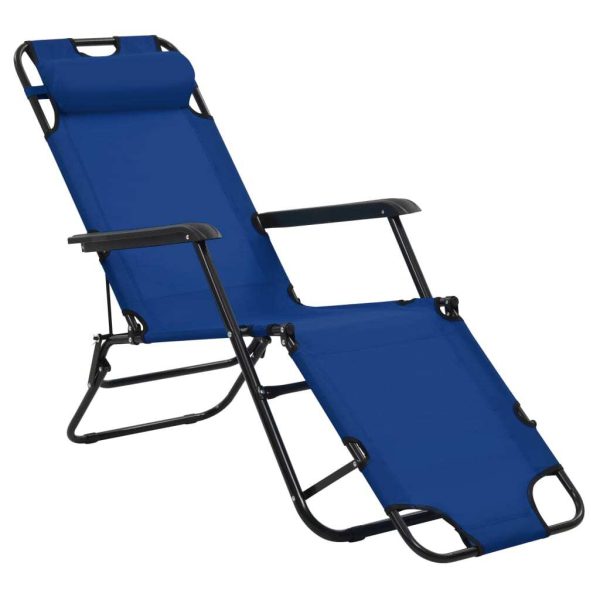 Folding Sun Loungers 2 pcs with Footrests Steel – Blue
