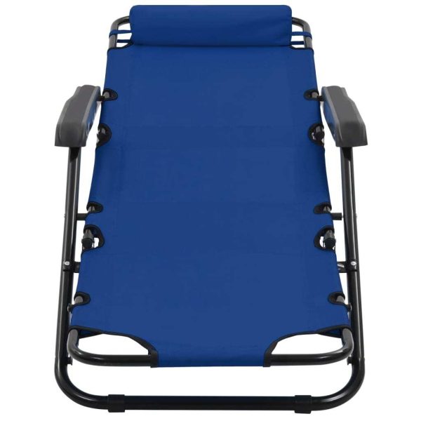 Folding Sun Loungers 2 pcs with Footrests Steel – Blue