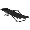 Folding Sun Loungers 2 pcs with Footrests Steel – Black