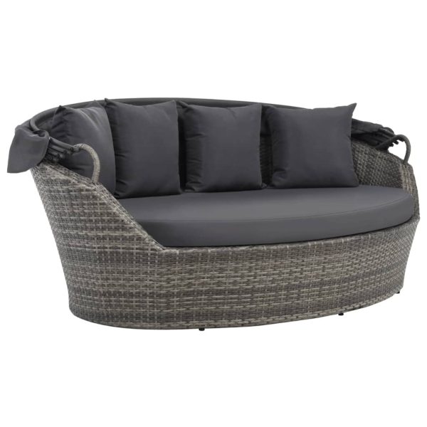 Garden Bed with Canopy Grey 200×120 cm Poly Rattan