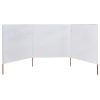 3-panel Wind Screen Fabric 400×120 cm White